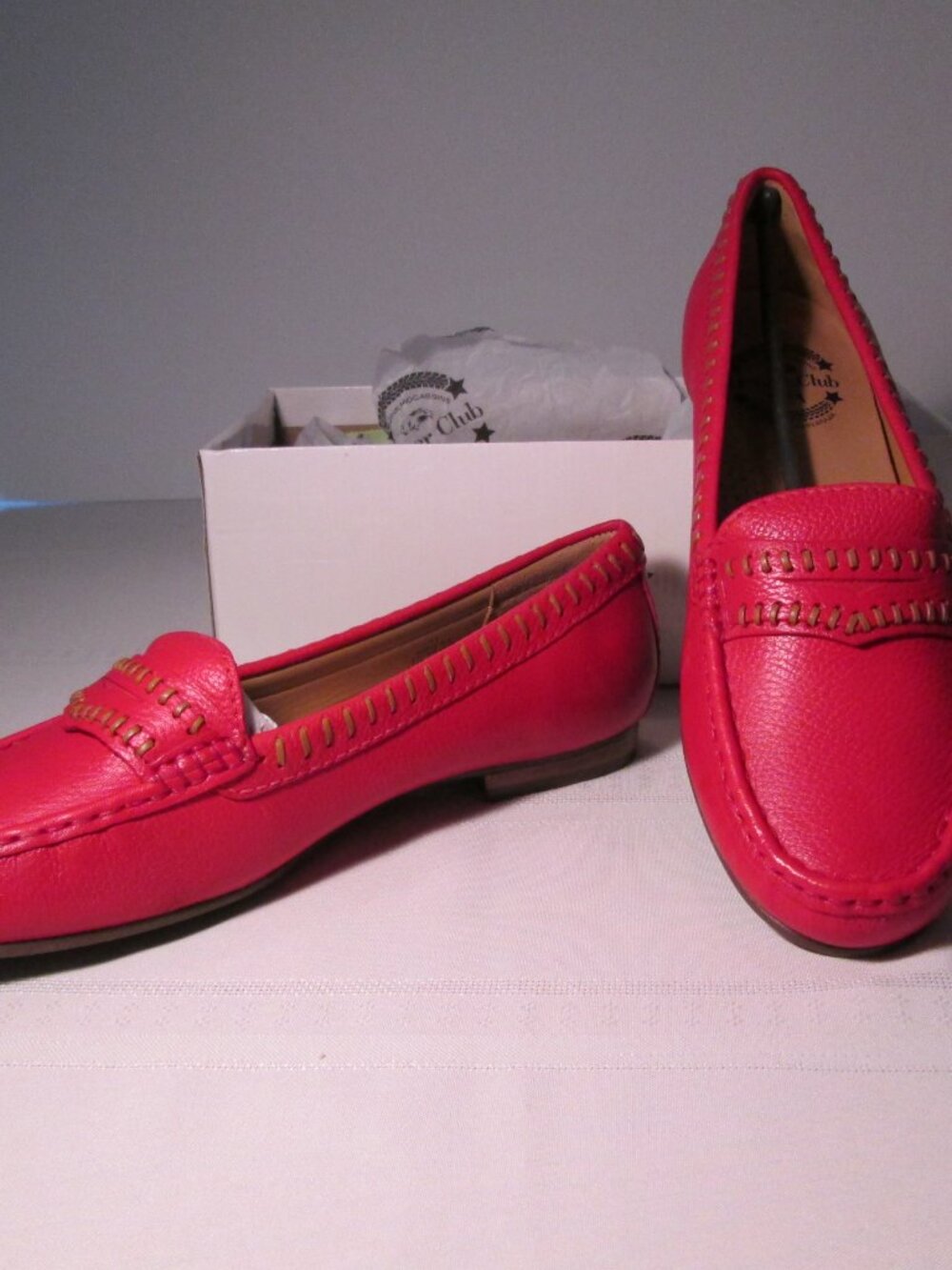 Driver Club USA Leather Made in Brazil Maple Ave Loafer, Red Grainy Sz 11 NWT - Picture 3 of 11